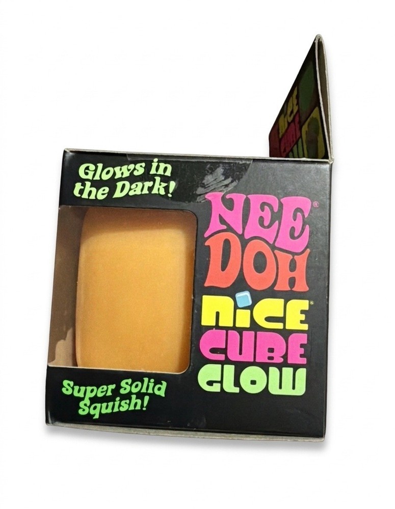 Schylling NeeDoh Nice Cube Glows Squeeze Orange Super Solid Squish SHIPS FAST
