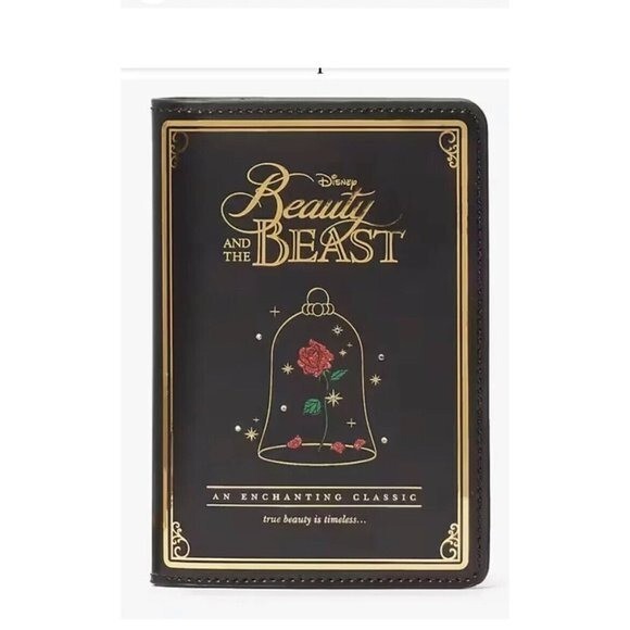 NWT Disney X Kate Spade Beauty And The Beast Passport Holder Card Case Leather