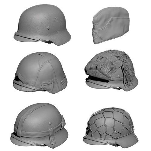 SOL Model 1/16 WWII German Helmets and Side Cap
