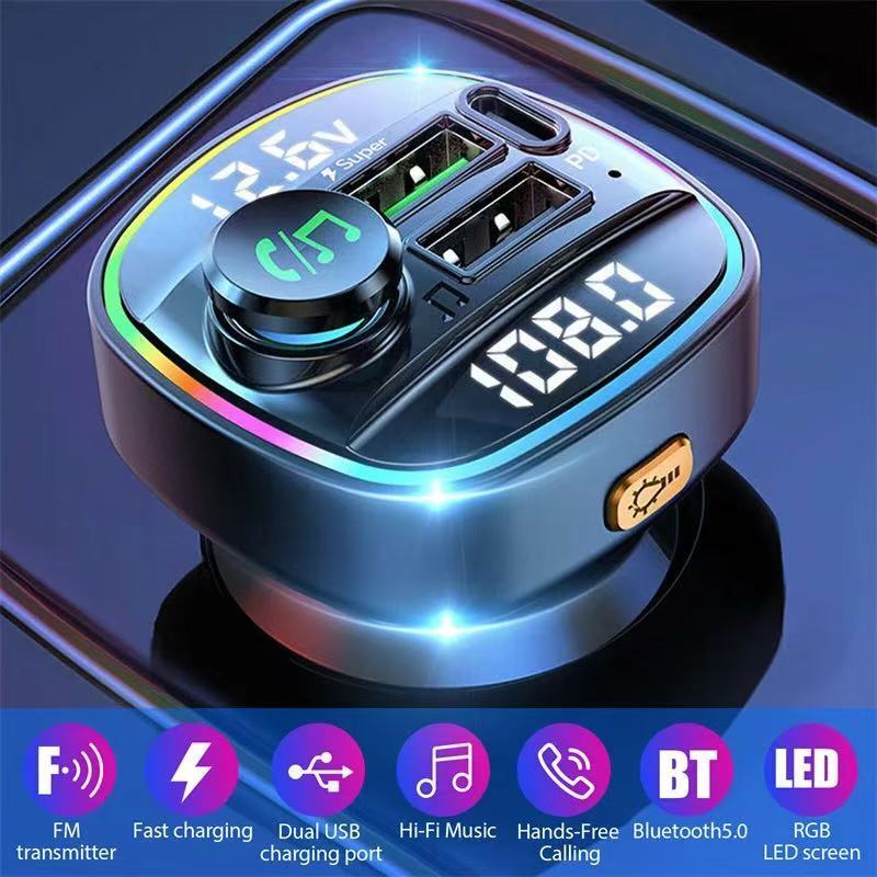Bluetooth 5.0 Car Wireless FM Transmitter Adapter USB PD Charger AUX Hands LOT