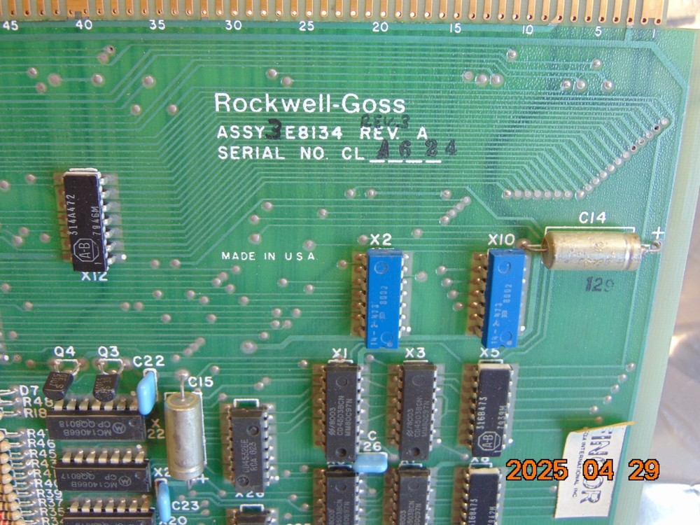 ROCKWELL-GOSS ASSY 2E8134 REV A REV 3 INTERFACE CIRCUIT BOARD