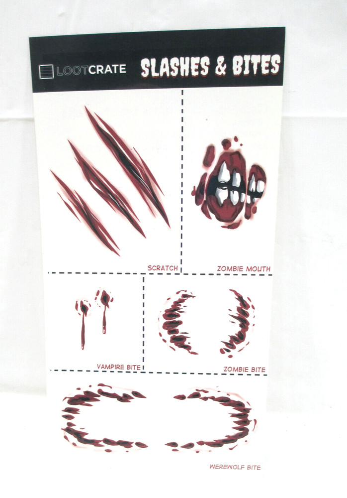 LootCrate Exclusive Temporary Tattoos Slashes & Bites Oct 2014  New