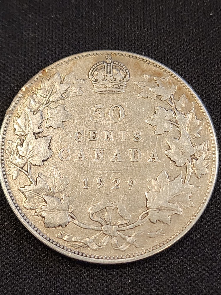 1929 Canada 50 Cents Silver Coin