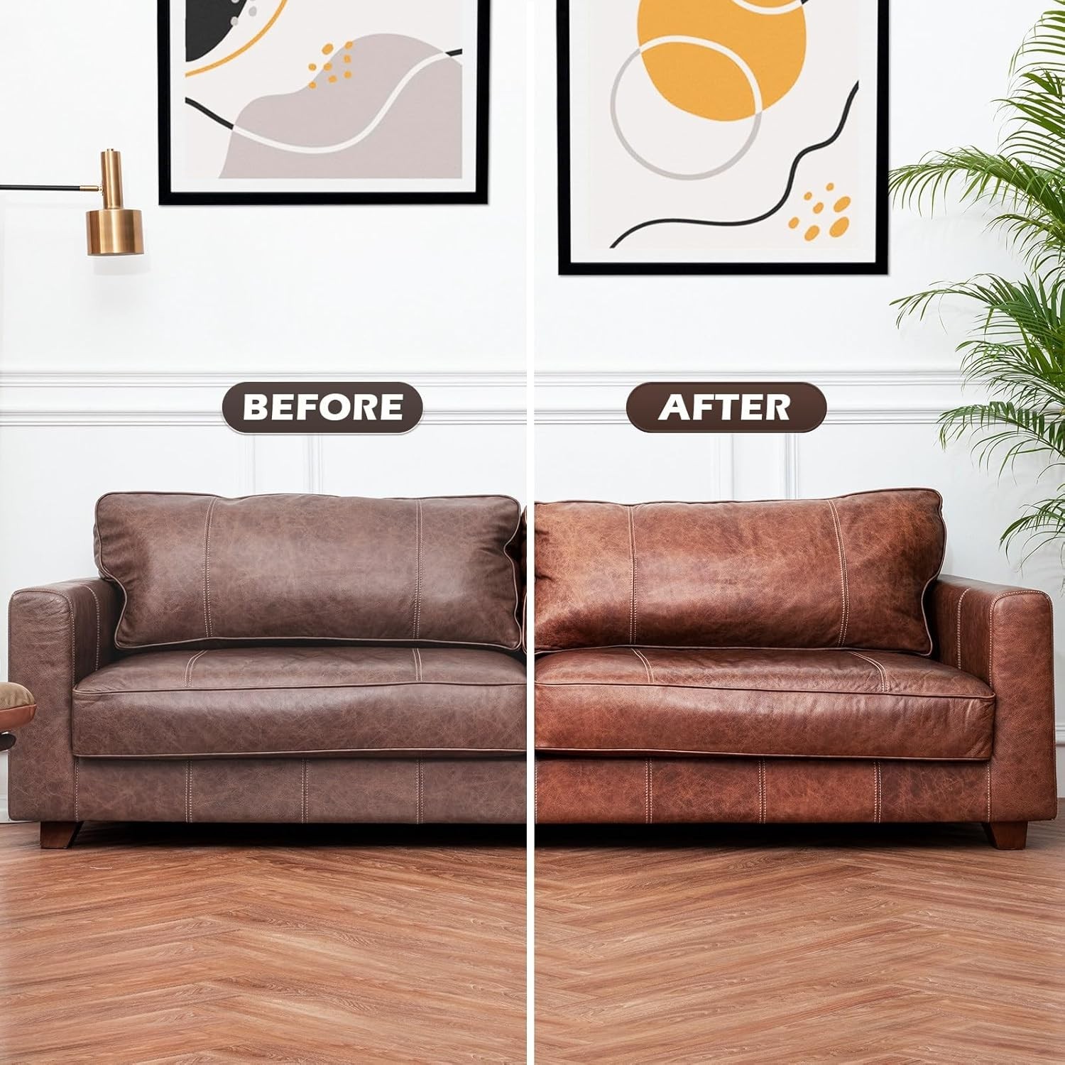 Leather Recoloring Balm, Black Leather Color Restorer for Scratched and Faded