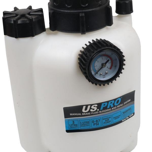 US PRO Tools Manual Brake Fluid Bleeding and Refill System 3L 6246