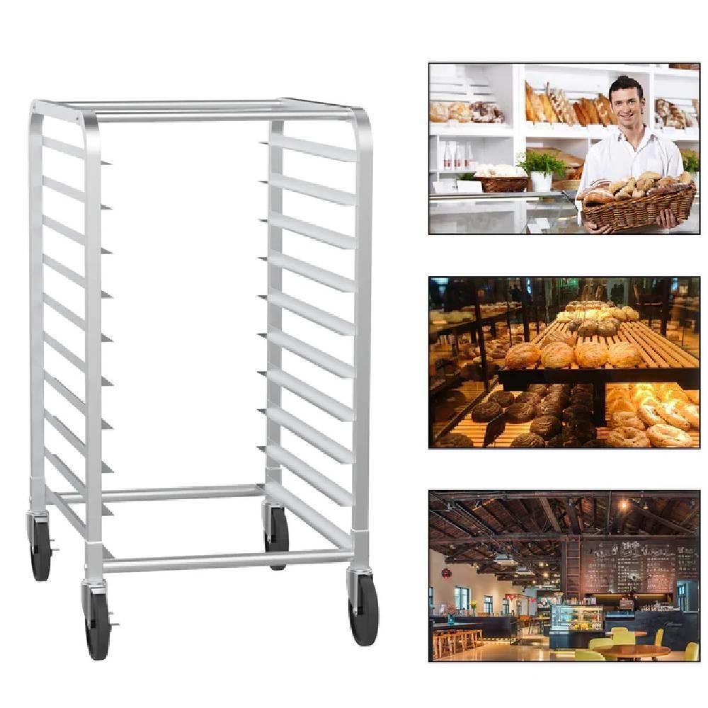 Heavy Duty 10-Tier Sheet Pan Rack w/ 4 Brake Wheels - Holds 20 Half Size Pans