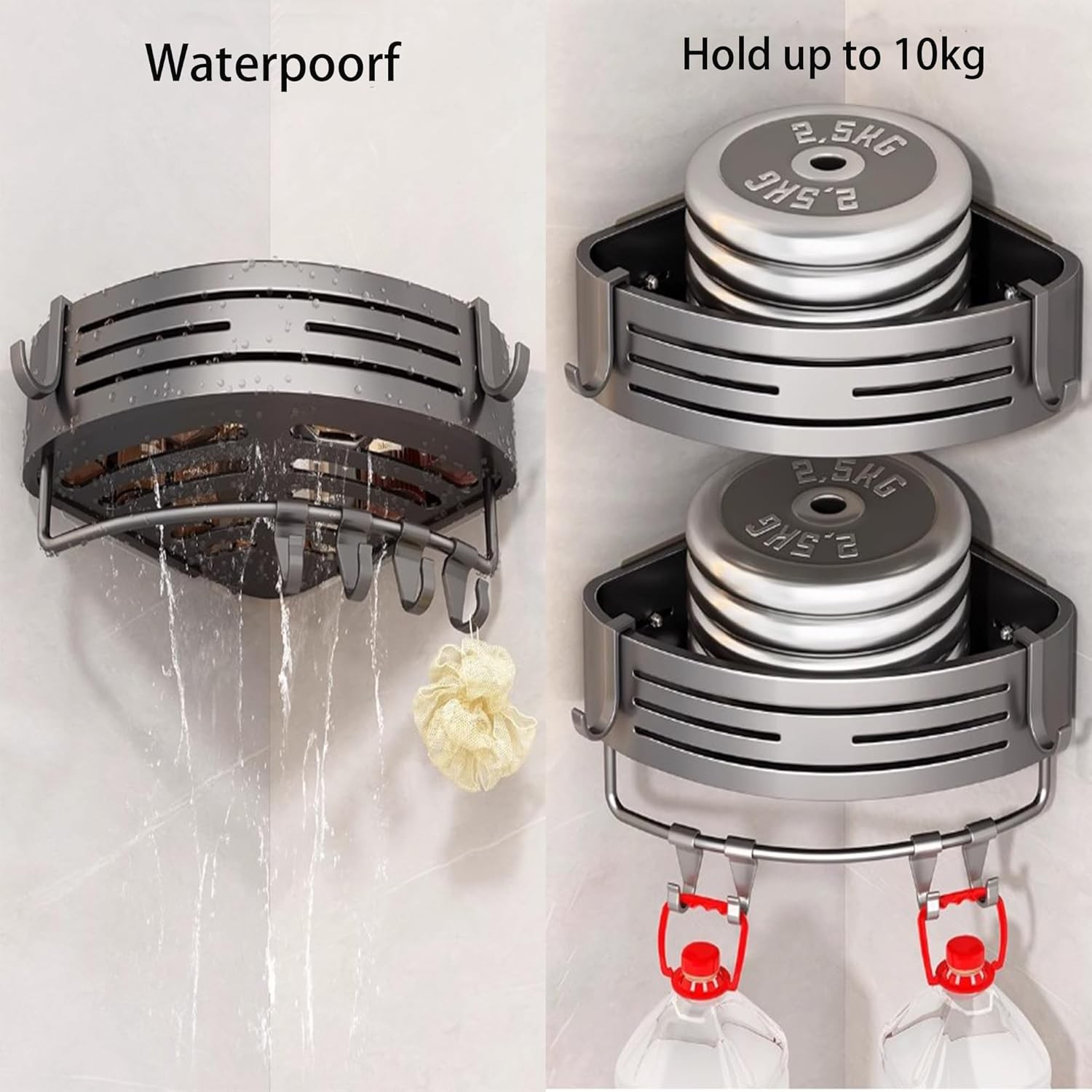 2 Pack Corner Shower Caddy Bathroom Organizer Storage Shelf No Drilling Rack