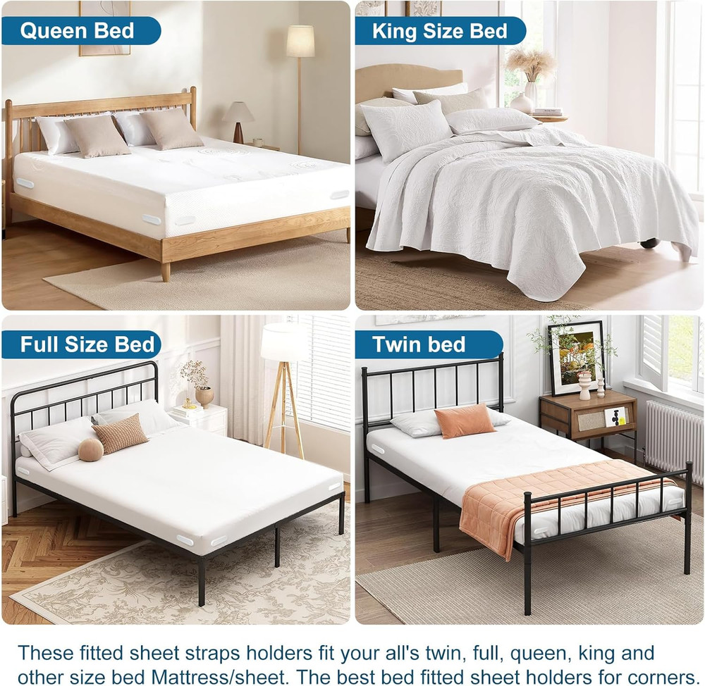 Universal Bed Sheet Holders - Upgraded Straps for Secure Fitting