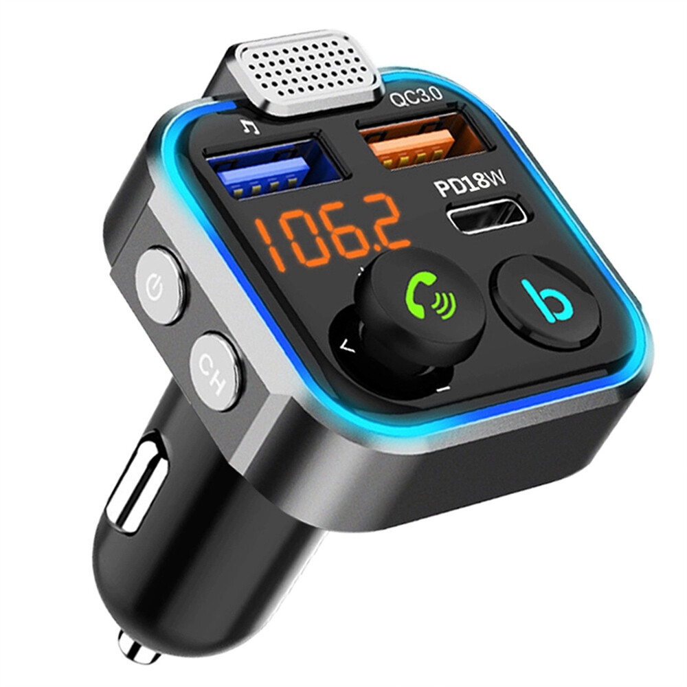 Bluetooth FM Transmitter Car Adapter QC3.0 PD USB Charger FM Radio Handsfree *+