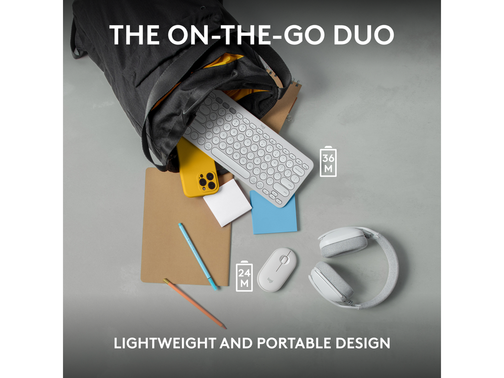 Logitech Pebble 2 Combo Wireless Quiet Keyboard and Mouse, Customisable, Logi Bo