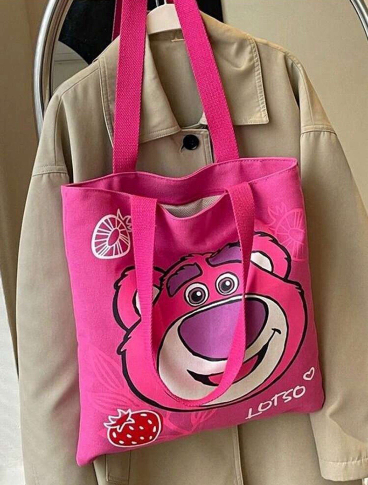 New DISNEY Toy Story LOTSO Canvas Bag PINK Purse Handbag BEAR Shoulder Bag