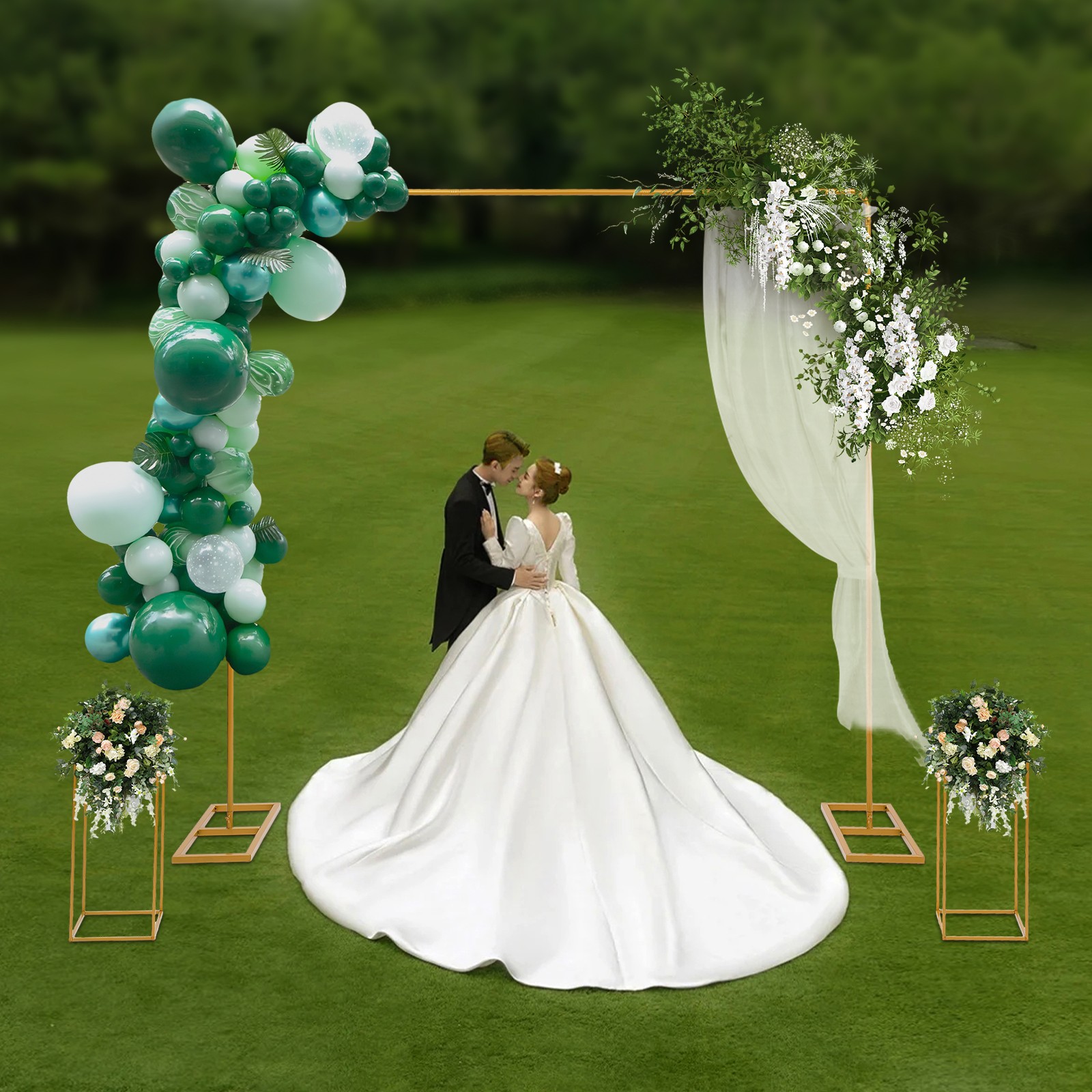 Gold Metal Wedding Stand Balloon Stand with Flower Stands Background Decoration