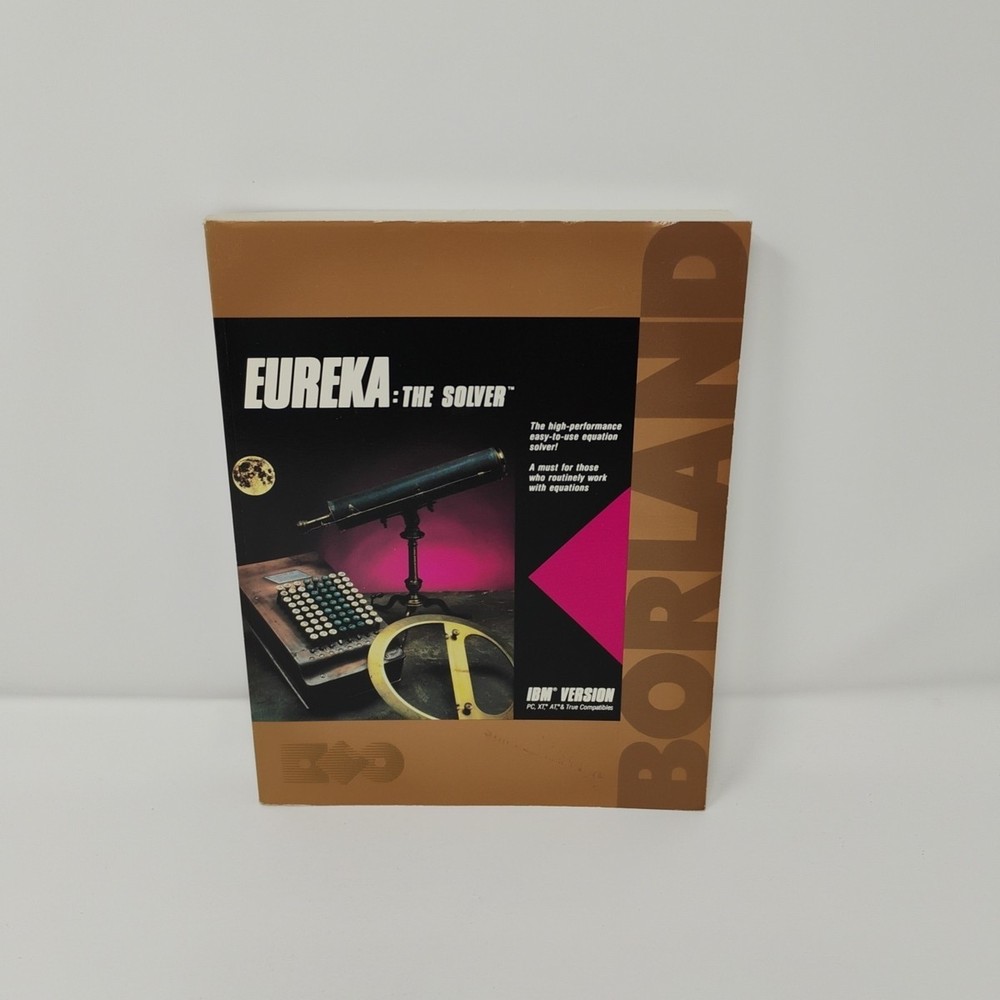 Borland Eureka The Solver 5.25" Floppy Disk Computer Software & Owner's Handbook