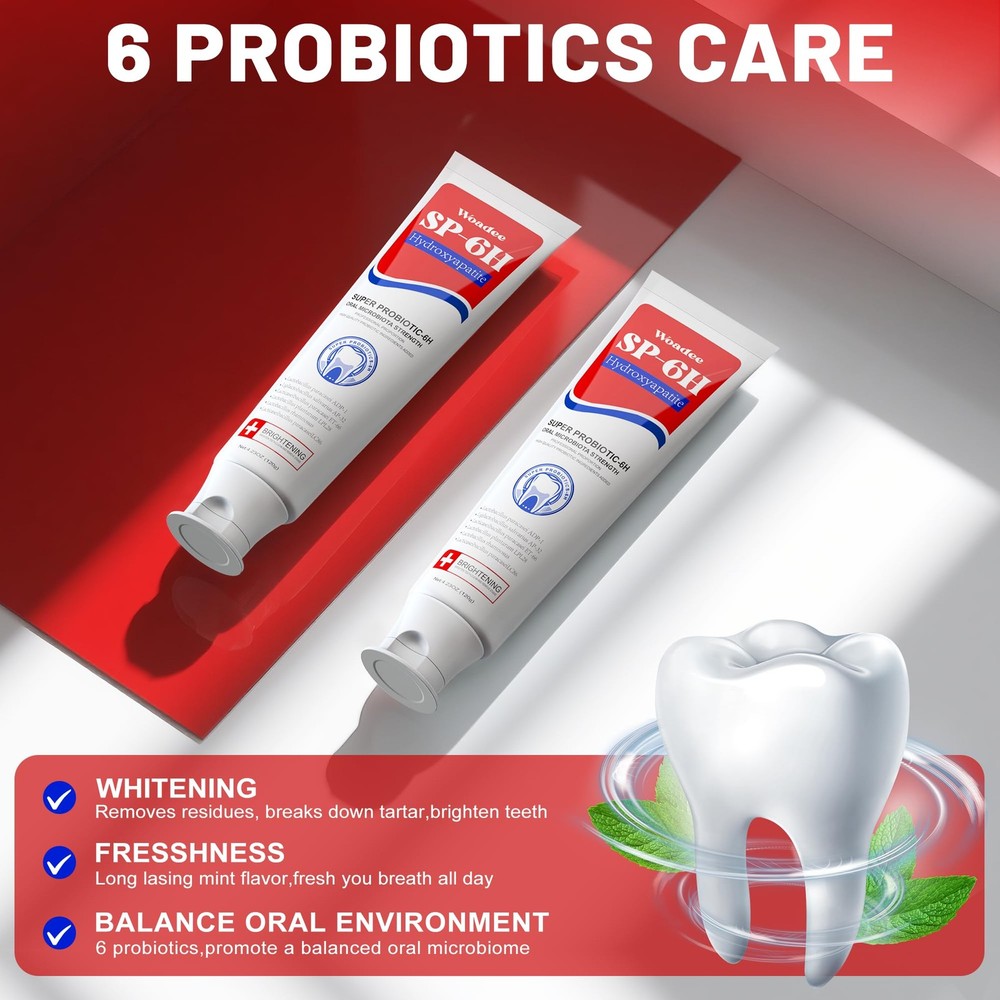 2 PackSP-6 Hydroxyapatite Toothpaste, SP-6 Probiotic Whitening Toothpaste,6 Prob