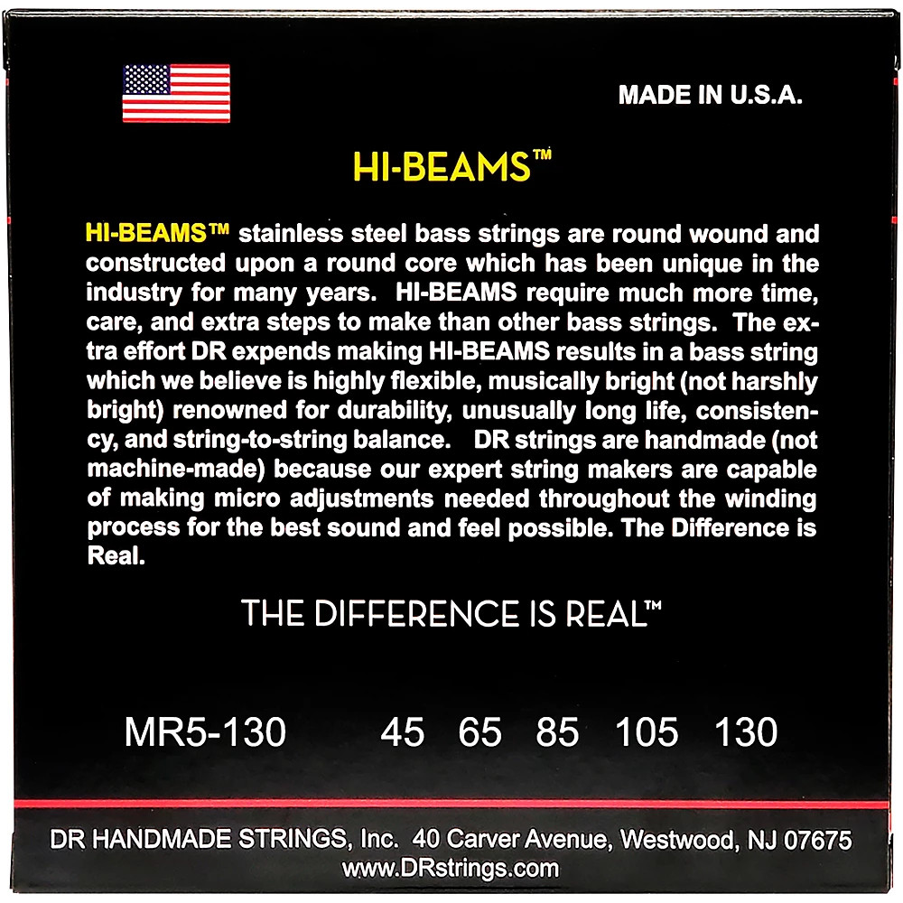 DR Strings Hi Beams Medium 5-String Bass .130 Low B String