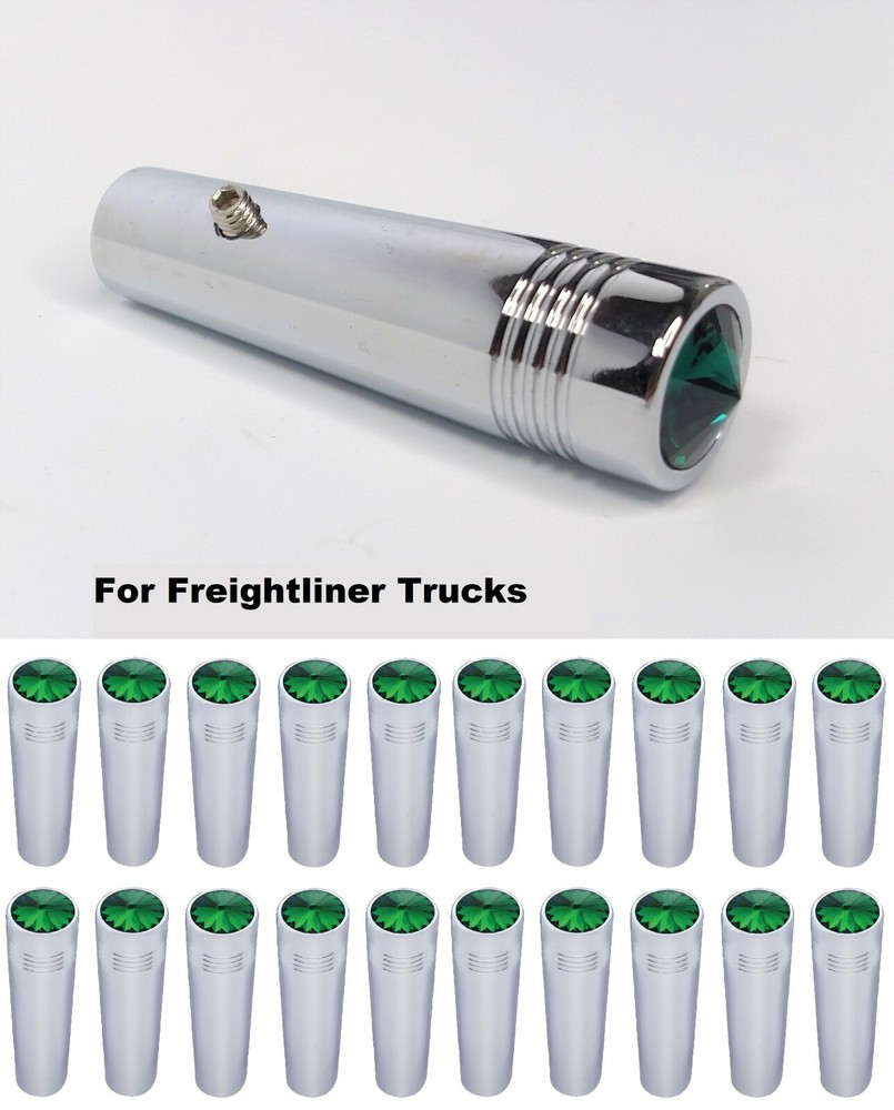 (Set/20) Green Crystal Chrome Toggle Switch Extensions- Freightliner 2-1/4" Long
