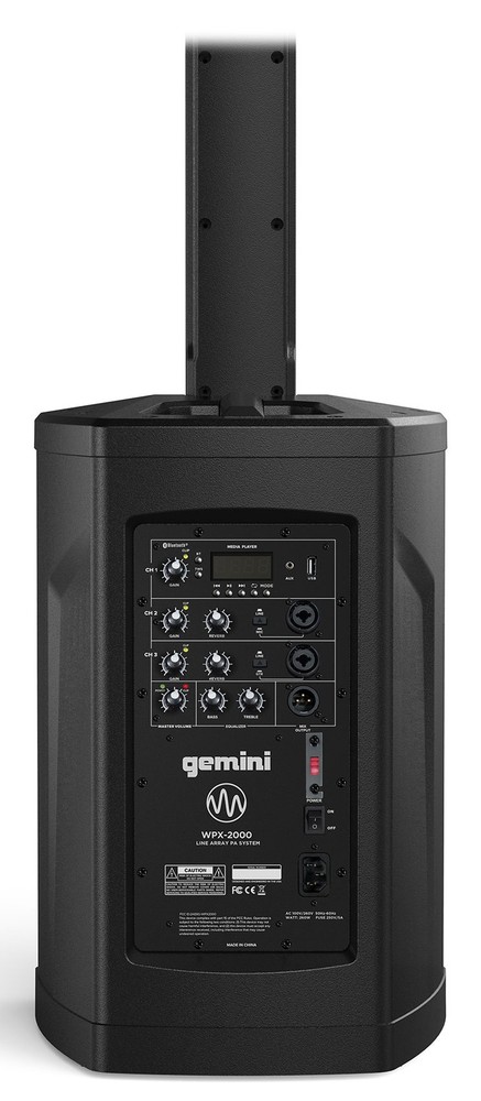 Gemini WPX-2000 1200 Watt DJ/PA Powered Line Array Speaker w/8" Sub+Mic+Backpack