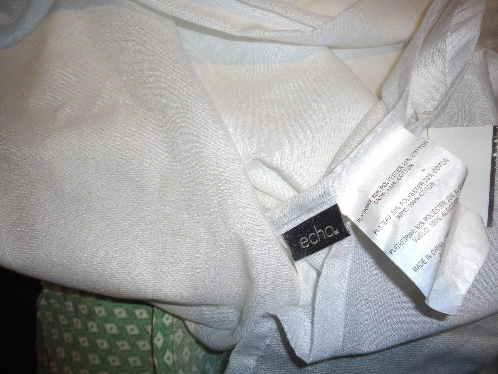 ECHO JAIPUR BOHEMIAN BOHO GREEN DIAMOND DOTS (1) KING BEDSKIRT 15" SPLIT