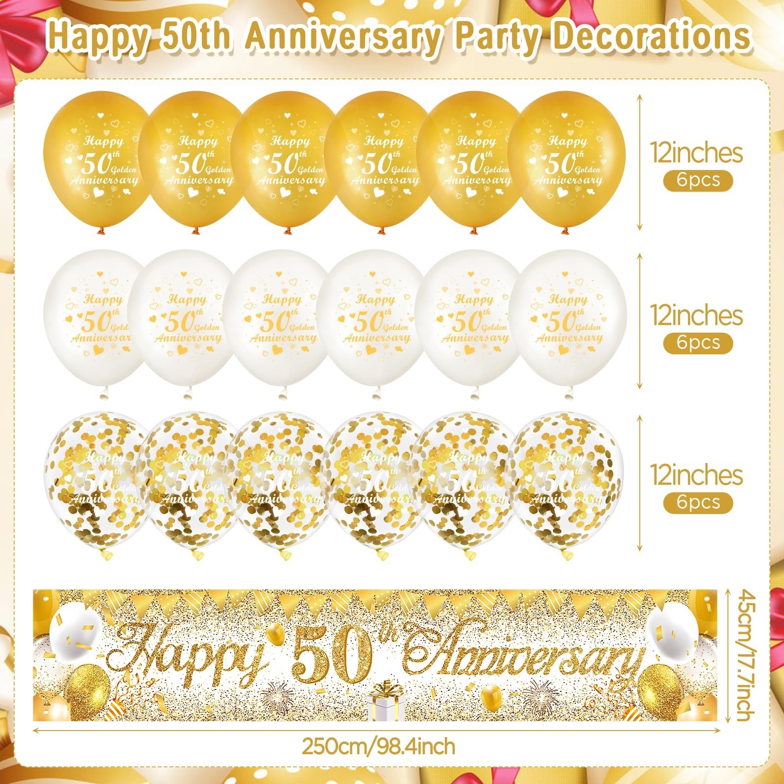 50th Wedding Anniversary Decorations White Gold Happy 50th Anniversary Yard B...