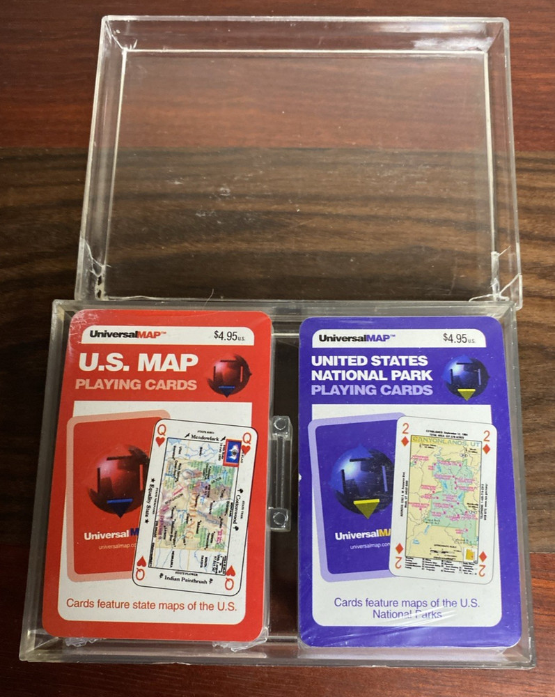 Universal MAP Playing Cards: US State Maps & National Parks - Double Deck NOS