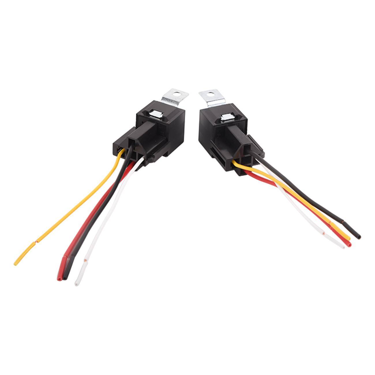 2 Pack 12V 30/40 Amp 4-Pin SPST Automotive Relay 4 Wires & Harness Socket Set US