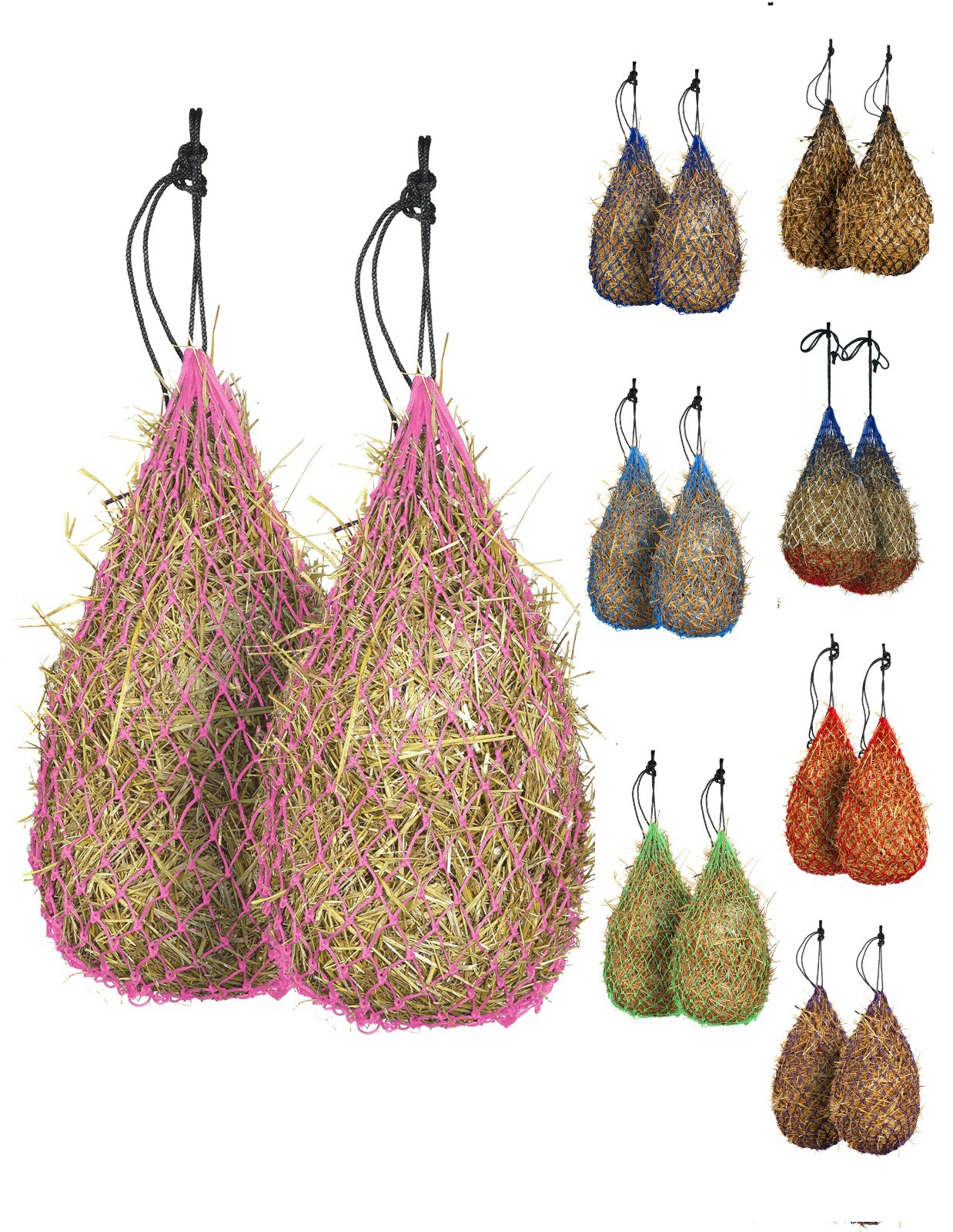 Majestic Ally 2 pcs Slow Feed 42” Hay Net with soft 2"x2" holes for Horses