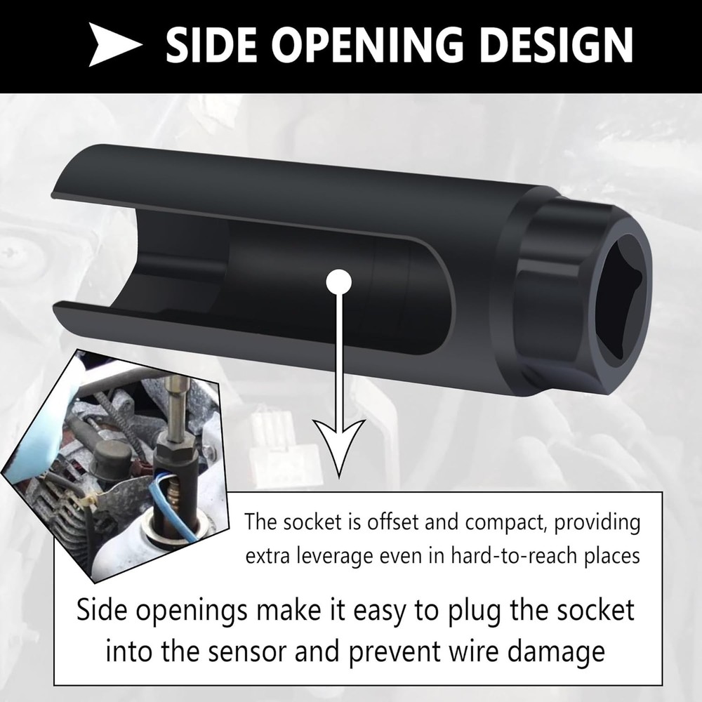 Oxygen Sensor Socket 7/8" O2 Sensor Removal Tool 0.65" Opening Automotive Big