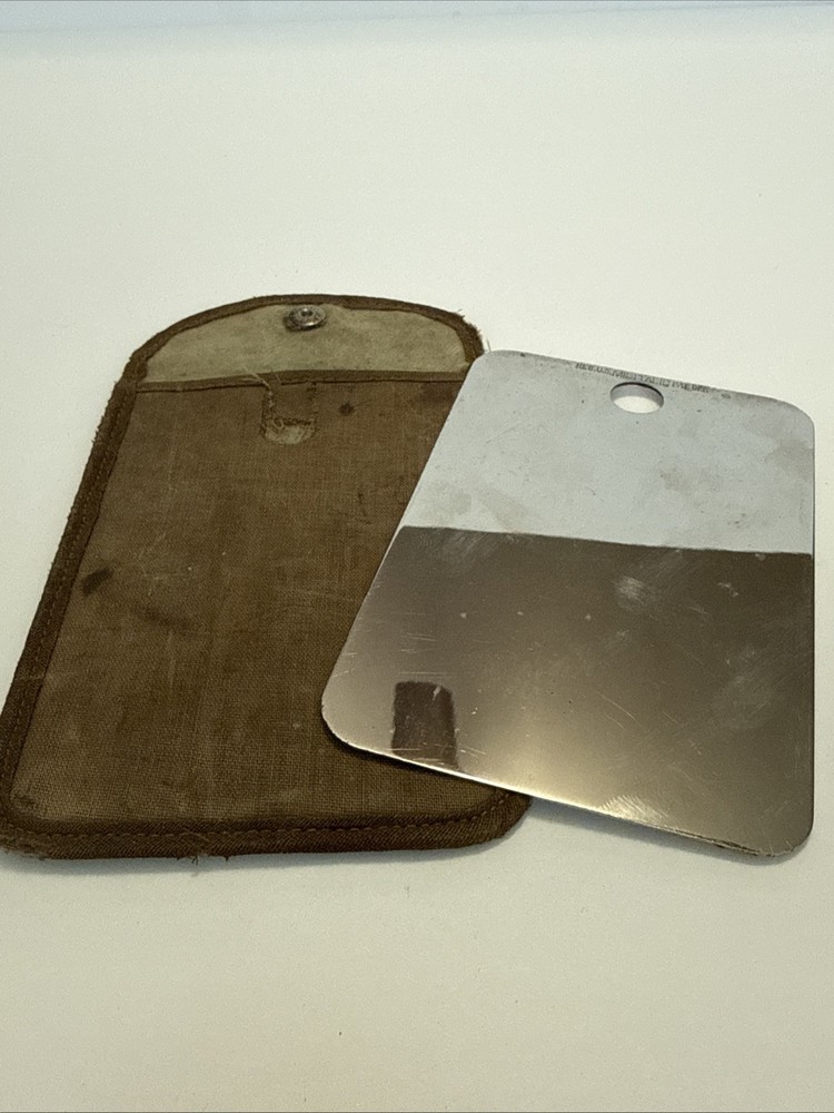 Vintage U.S. Military Signaling Mirror & Canvas Case REG.U.S. MILITALIC PAT OFF