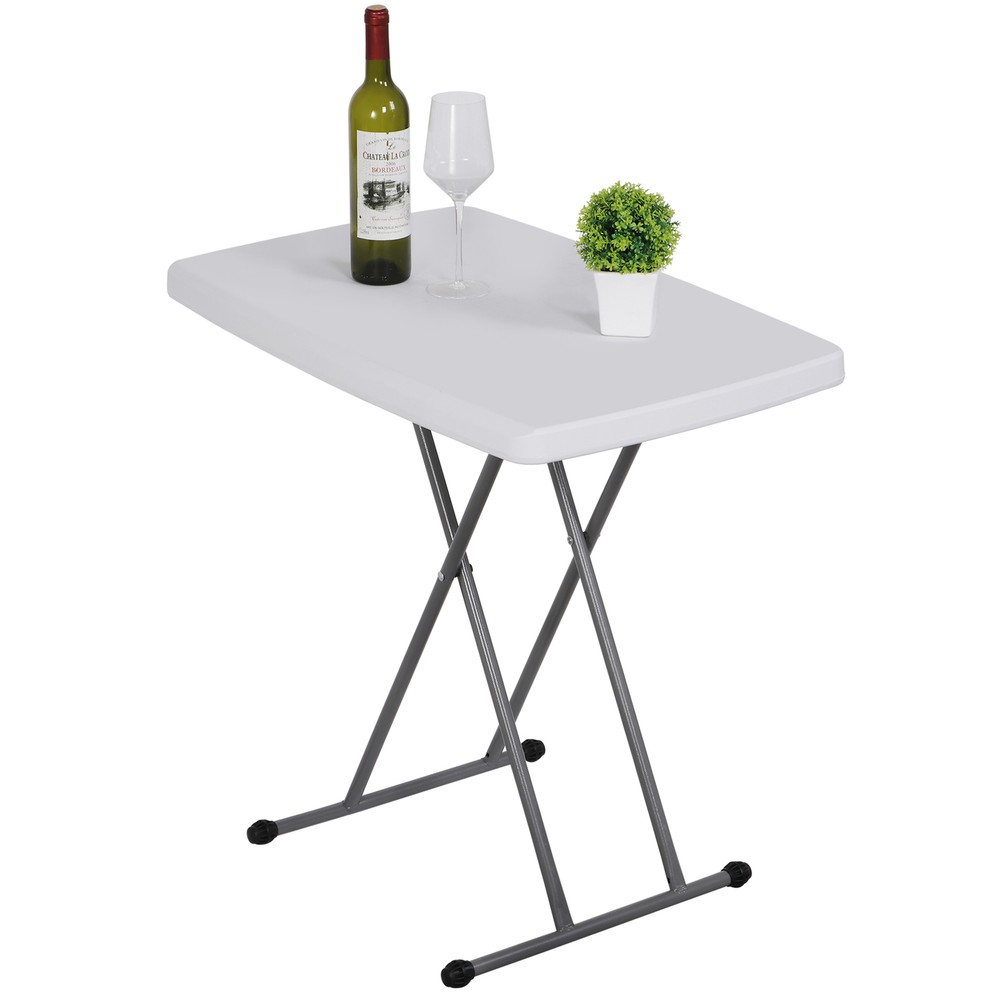 30'' Plastic Folding Tables Rectangular Utility Table Adjustable Height White