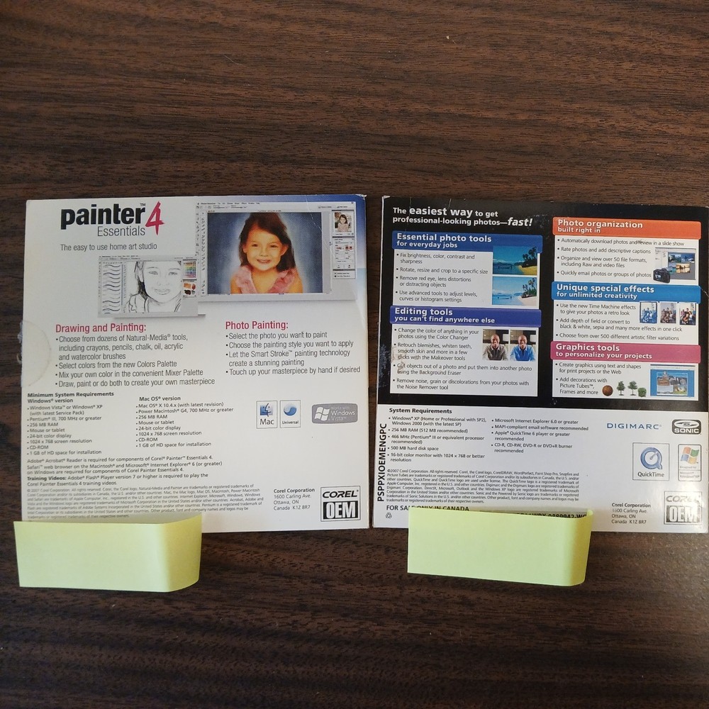 Corel Paint Shop Pro XI + Painter Essentials 4 Software Bundle Install Discs