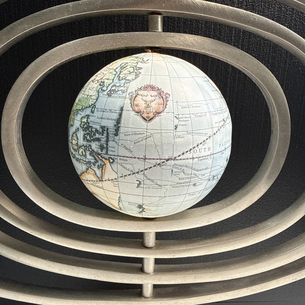Armillary Sphere Silver Pewter Rotating Spinning Globe