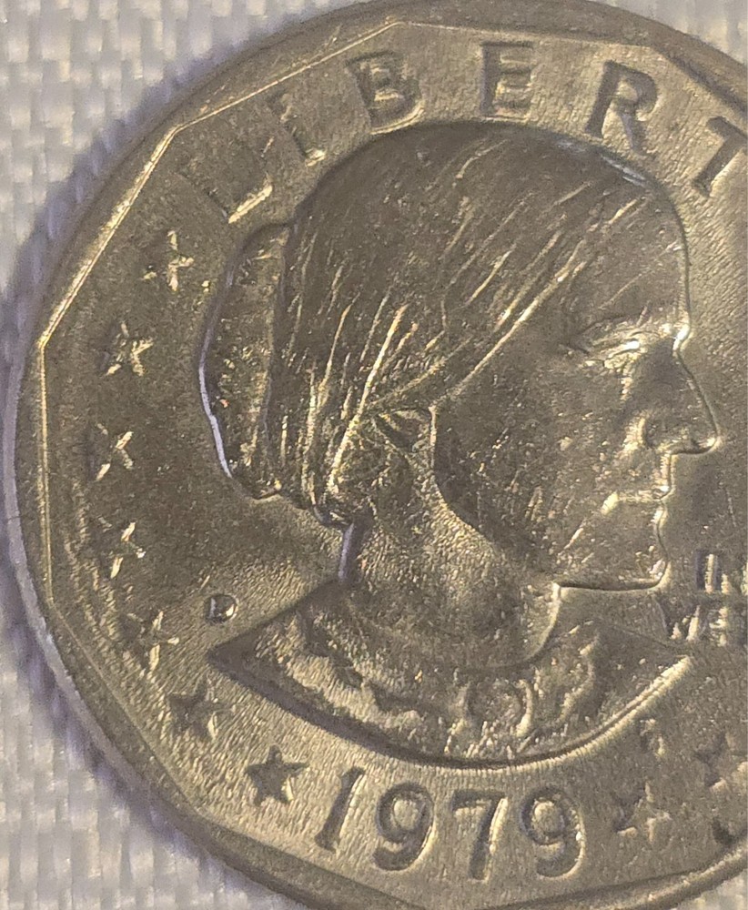 1979 D Susan B Anthony Dollar RARE Error Filled D Dot FG Error & E Pluribus Dot