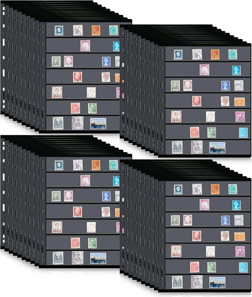40 Sheets Stamp Album Pages Stamp Collecting Display with 9 Holes Binder Sleeves
