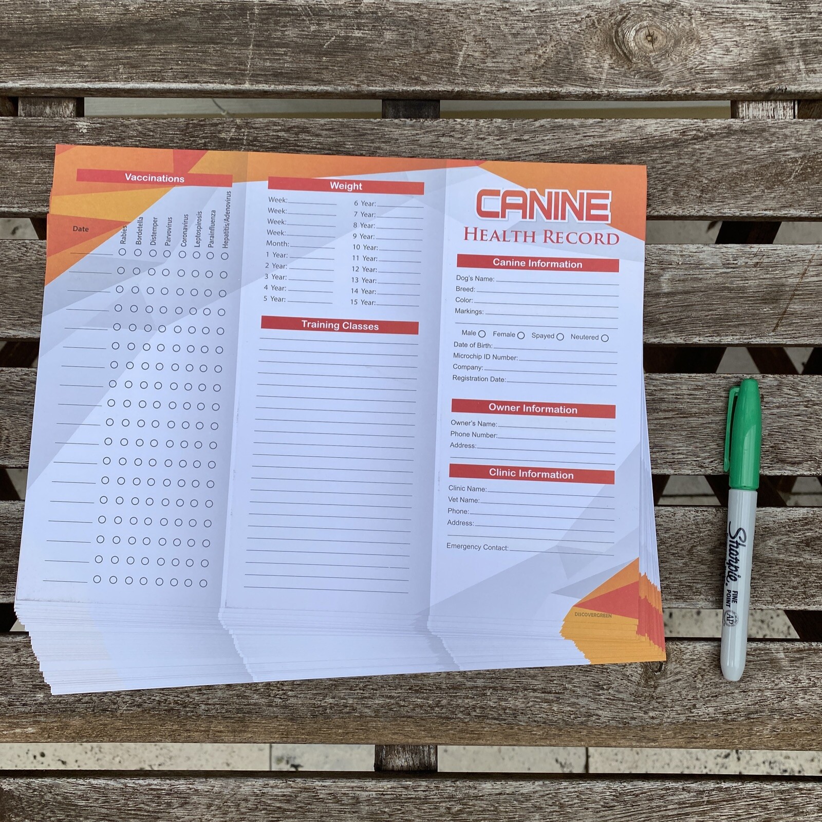 25 Canine Dog Puppy Health Record Vaccine Shot Folder Booklet FREE SHIPPING