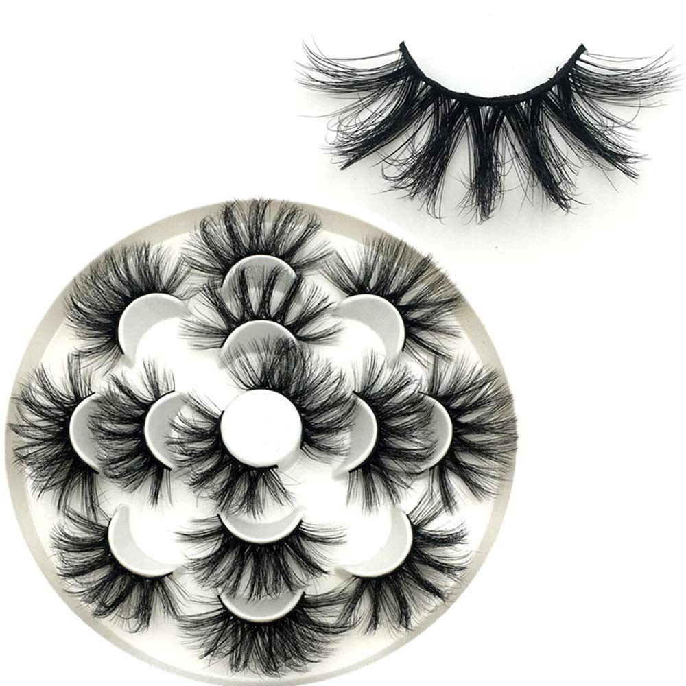 DAODER False Eyelashes 25mm Lashes Wispy Long 8D 7 Pair (Pack of 1), Black