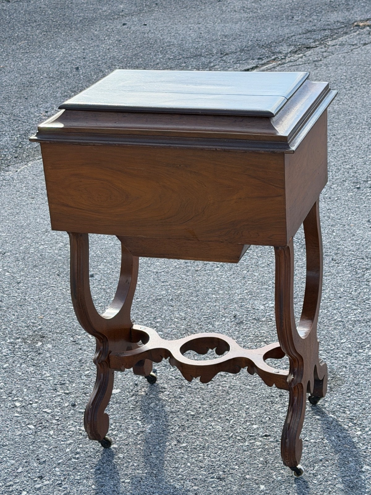 Antique Rosewood victorian sewing stand table work transitional 1870 classical