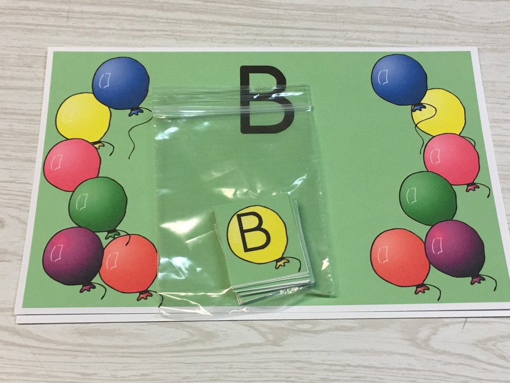 Balloon B Sort - Uppercase Lowercase -Laminated Activity Set - Teaching Supplies