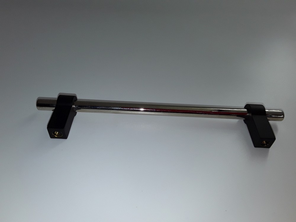 6-5/16" LINETTE SOLID BRASS CABINET PULL- BLACK/POLISHED NICKE