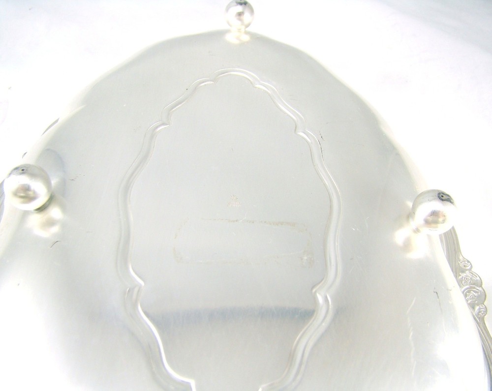 WMF E P Brass IKORA Silverplate Germany Footed Bread Tray Length 11 3/8"