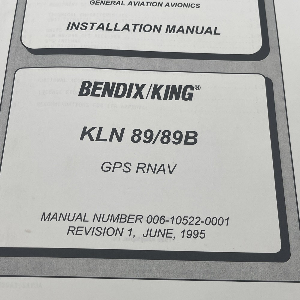 Bendix/King KLN 89/89B GPS RNAV Installation Manual