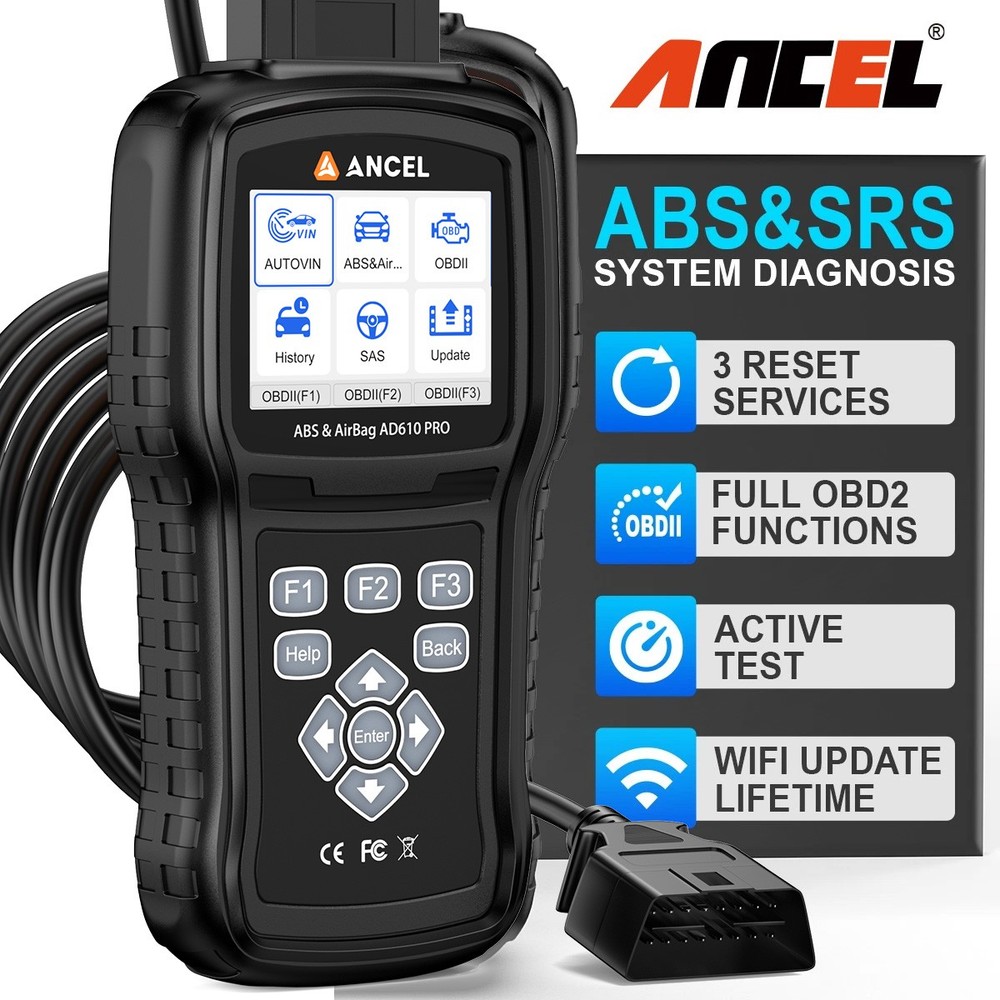 ANCEL AD610 PRO SRS SAS ABS Bleeding OBD2 Scanner Code Reader Diagnostic Tool