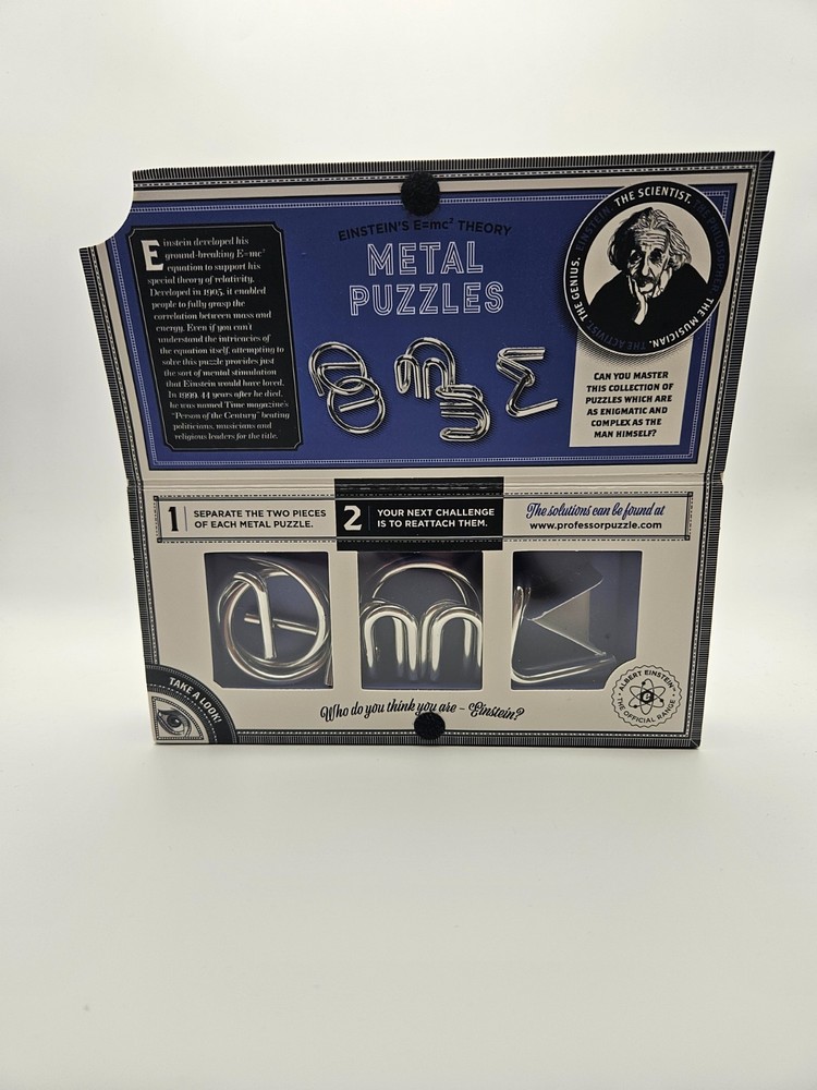 NEW Einstein's E=mc2 Theory "Metal Puzzles" Brain Teaser 3 Puzzle Set