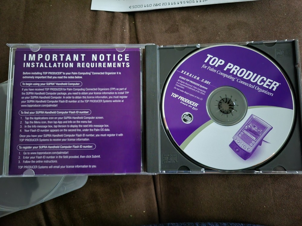 Top Producer for Palm Computing Connected Organizers Version 2.001 CD-ROM