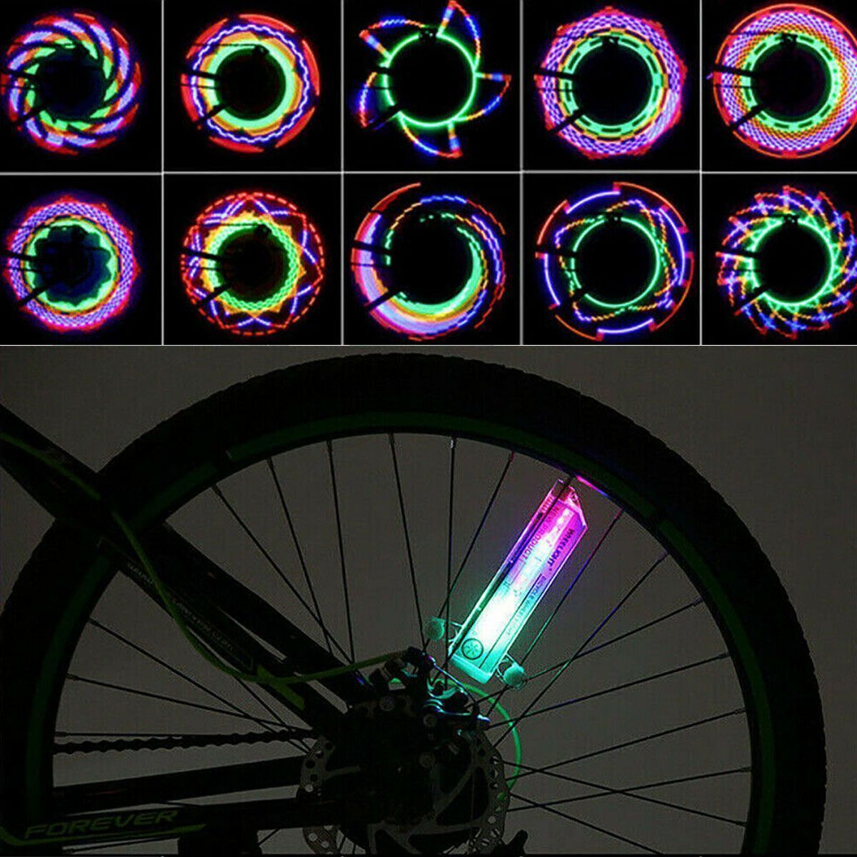 Bicycle Bike Wheel Lights Multicolor in 32 LED String Fits any Spoke Rim Tires
