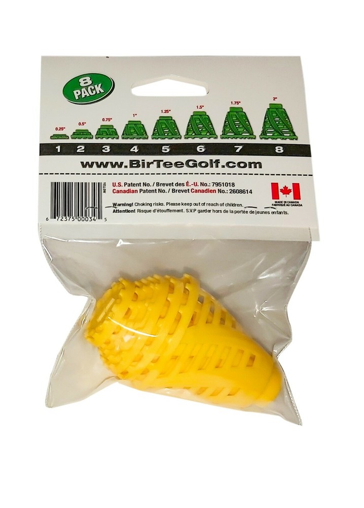 BirTee Pro Speed Winter / Mat / Simulator Golf Tees - 8 Pack (Yellow)