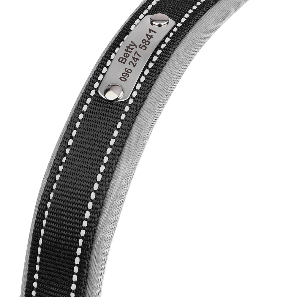 Reflective Nylon Personalized Dog Collar Custom Pet Name ID Tag Adjustable S-XL