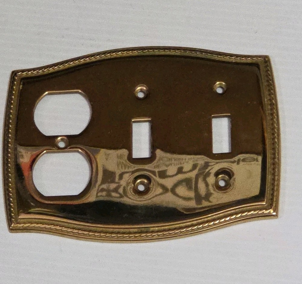 Brass Switch Outlet Combination Wall Box Plate Cover Double Switch Plug Combo