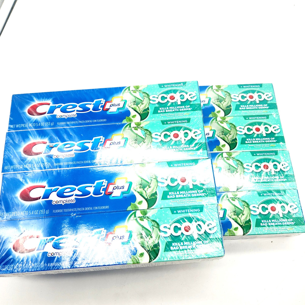 Crest Complete Scope Active Foam Toothpaste 5.4oz 8 Pack Mint Exp 03/26