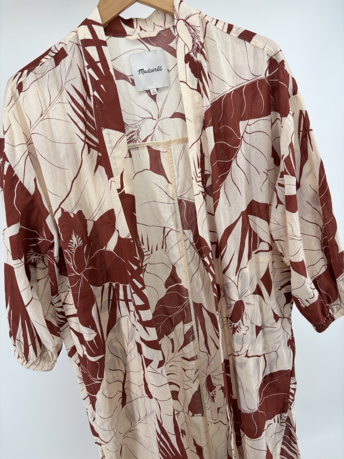 Madewell Robe in Tropical Vacation Women’s Size S Kimono Beach Coverup Garden