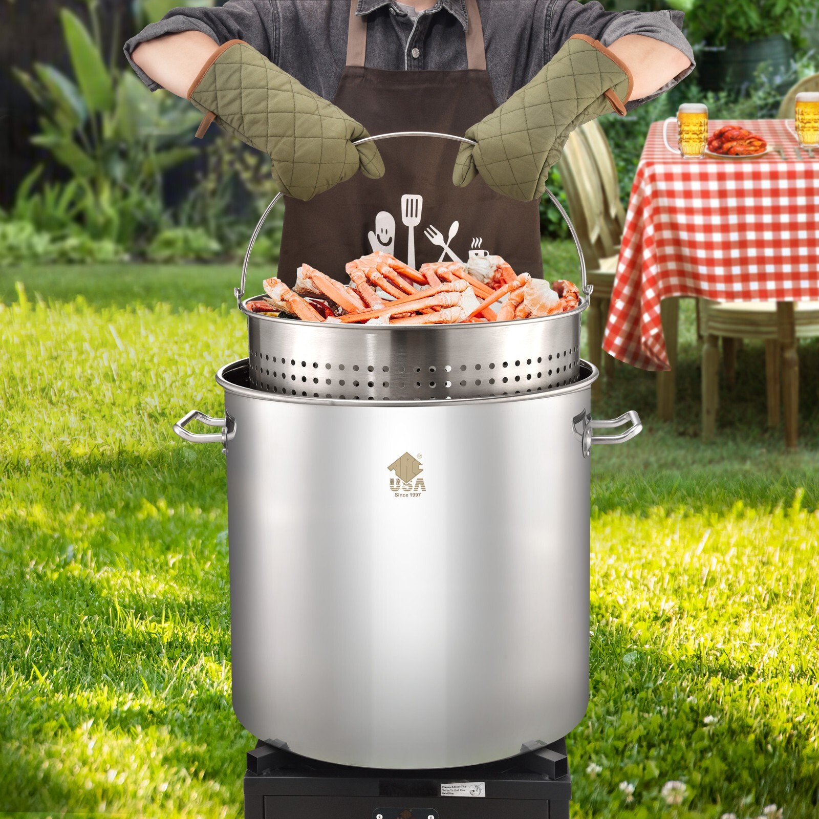 Commercial 84 QT. Crawfish Boiling Pot Stainless Steel Stock Pot Deep Fryer Kit